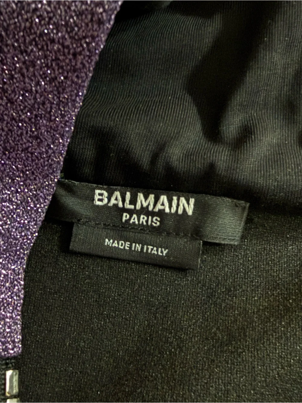 Balmain Black & Purple Sparkle Hoodie Set